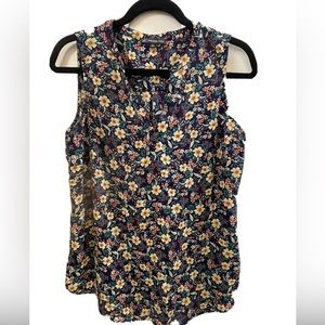 Adrianna Papell Medium Tank Top Floral V-Neck Sleeveless Blouse